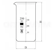 Стакан В-1-250 высокий с делениями и носиком, ТС фото