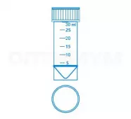 Контейнер лабораторный для взятия проб 30 мл, стерильный, с завинчивающейся крышкой, п/п, Литопласт фото