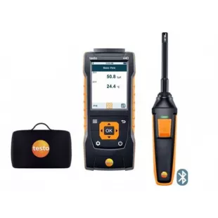 Testo 440 Прибор для измерения скорости воздуха и оценки качества воздуха в помещении в комплекте с Bluetooth зондом влажности и температуры (0636 9731) и кейсом фото 2