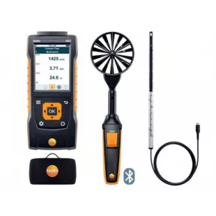 Testo 440 Прибор для измерения скорости воздуха и оценки качества воздуха в помещении. Комплект для вентиляции № 1 с Bluetooth крыльчаткой 100мм (0635 9431), зондом с обогреваемой струной (0635 1032) и кейсом (0516 4401) фото 2