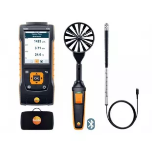 Testo 440 Прибор для измерения скорости воздуха и оценки качества воздуха в помещении. Комплект для вентиляции № 2 с Bluetooth крыльчаткой 100мм (0635 9431), зондом с крыльчаткой 16 мм (0635 9532)  и кейсом (0516 4401) фото 1