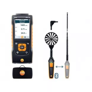 Testo 440 dP Прибор для измерения скорости воздуха и оценки качества воздуха в помещении со встроенным сенсором дифференциального давления. Комплект для вентиляции № 1 с Bluetooth крыльчаткой 100мм (0635 9431), зондом с обогреваемой струной (0635 1570), т фото 2