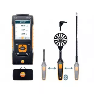 Testo 440 dP Прибор для измерения скорости воздуха и оценки качества воздуха в помещении со встроенным сенсором дифференциального давления. Комплект для вентиляции № 2 с Bluetooth крыльчаткой 100мм (0635 9431), зондом-крыльчаткой 16 мм (0635 9570), зондом фото 2