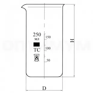 Стакан В-1-250 высокий с делениями и носиком, ТС фото 1