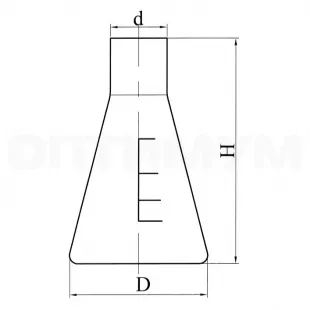 Колба коническая с цилиндрической горловиной КН-2-250-50, с делениями, ТС фото 1