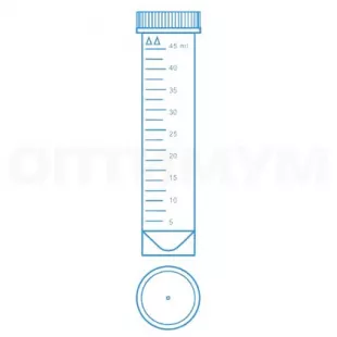 Пробирка коническая с винтовой крышкой и делениями 50 мл, 30х117 мм, тип Фалькон, с юбкой устойчивости, нестирильная, Литопласт (упаковка 350 шт) фото 1